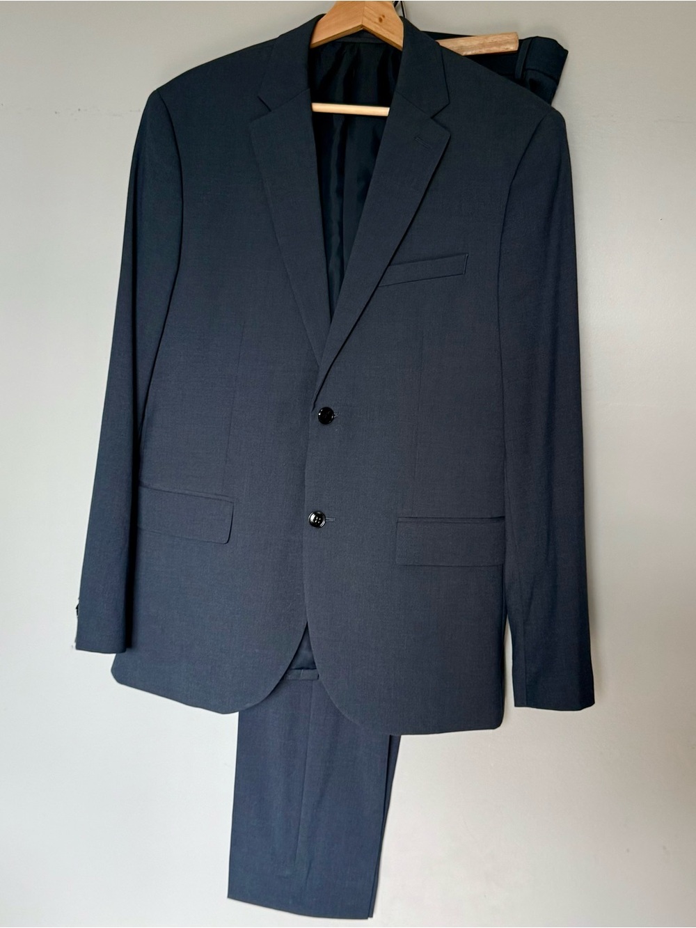 Men’s Skinny Fit Gray Blue  H&M Suit 34R Jacket And Pants